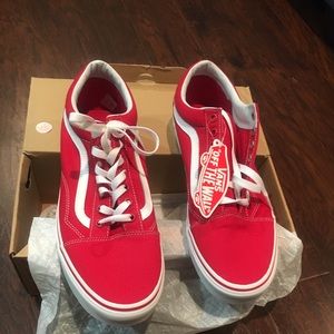 Vans Old school red and white never worn but laced